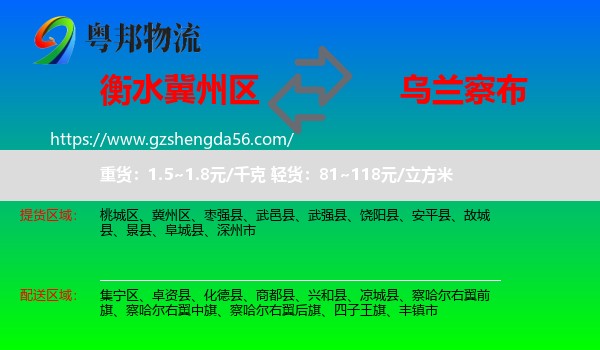 冀州区到乌兰察布物流专线