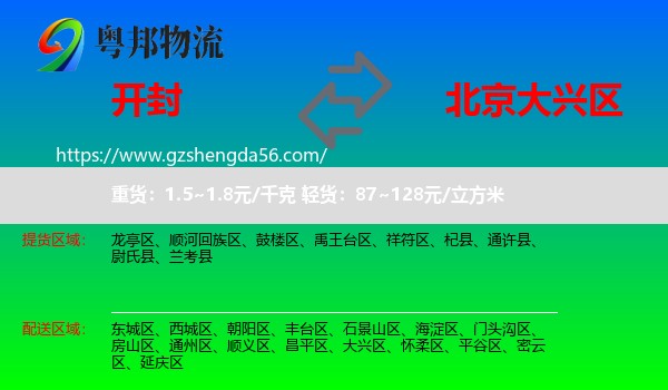 开封到大兴区物流专线