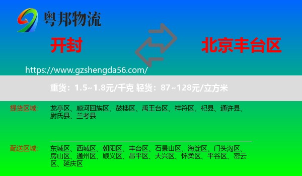 开封到丰台区物流专线