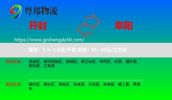 开封到阜阳物流