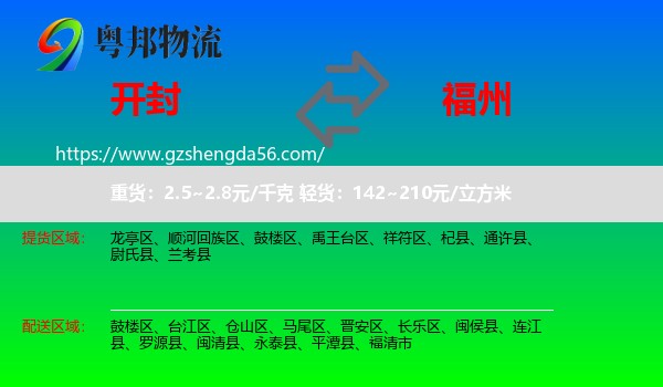 开封到福州专线