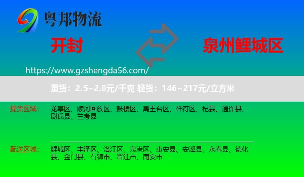开封到鲤城区物流专线