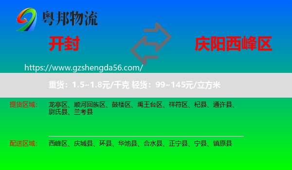 开封到西峰区物流专线