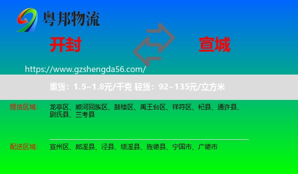 开封到宣城物流
