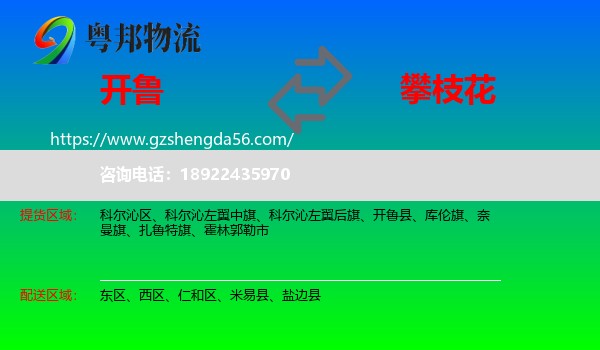 开鲁县到攀枝花物流专线