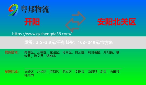 开阳县到北关区物流专线