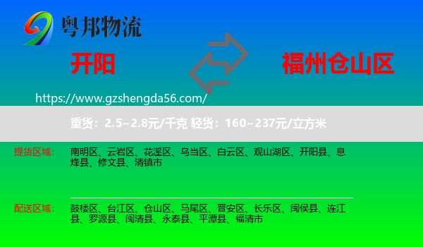 开阳县到仓山区物流专线