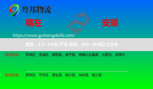 喀喇沁左翼县到安顺物流