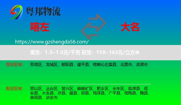 喀喇沁左翼县到大名县物流专线