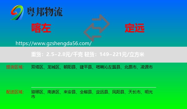 喀喇沁左翼县到定远县物流专线