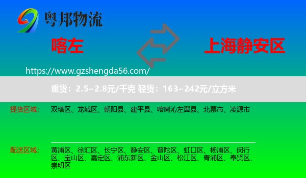 喀喇沁左翼县到静安区物流