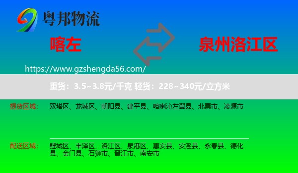 喀喇沁左翼县到洛江区物流专线