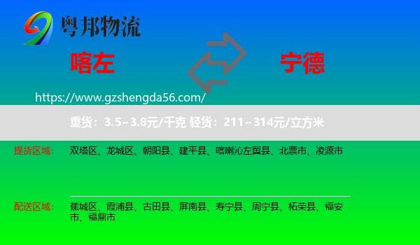 喀喇沁左翼县到宁德物流