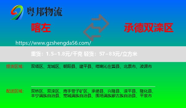 喀喇沁左翼县到双滦区物流专线