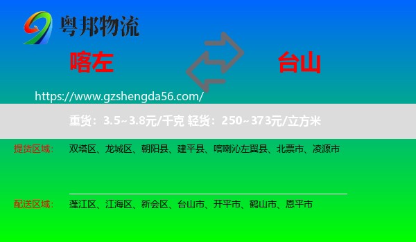 喀喇沁左翼县到台山市物流专线