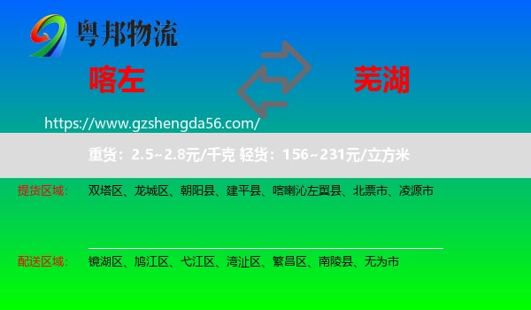 喀喇沁左翼县到芜湖物流