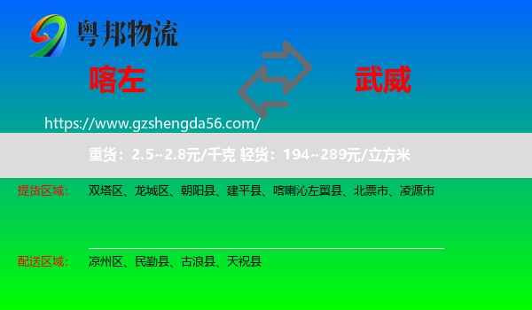 喀喇沁左翼县到武威物流