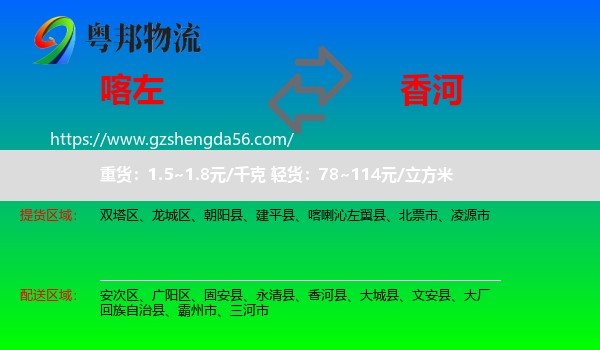 喀喇沁左翼县到香河县物流专线