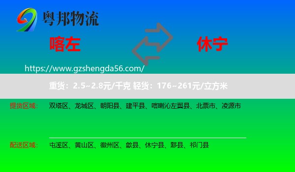 喀喇沁左翼县到休宁县物流专线