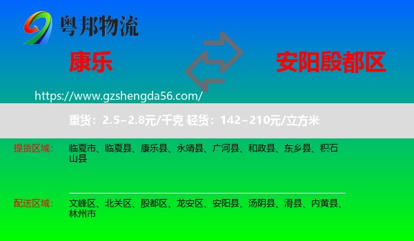 康乐县到殷都区物流专线