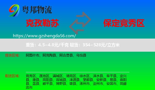 克孜勒苏到竞秀区物流专线