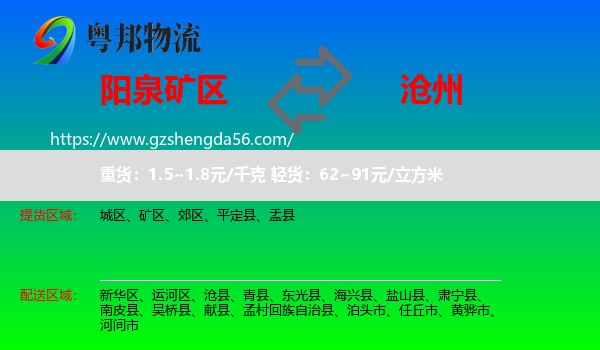 矿区到沧州物流专线