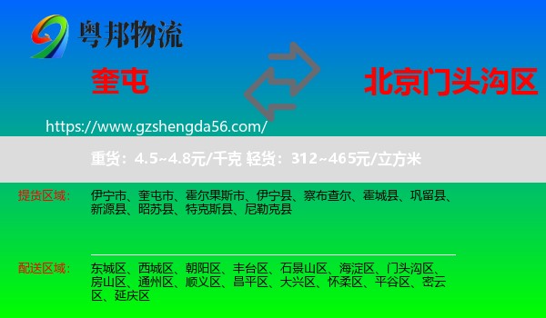 奎屯市到门头沟区物流专线