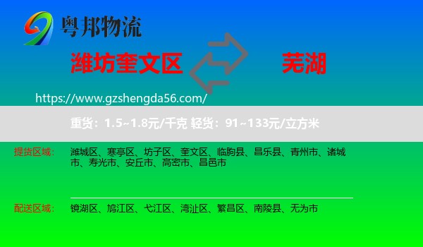 奎文区到芜湖物流专线
