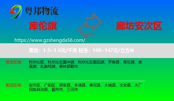 库伦旗到安次区物流专线