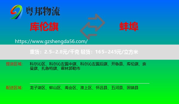 库伦旗到蚌埠物流专线