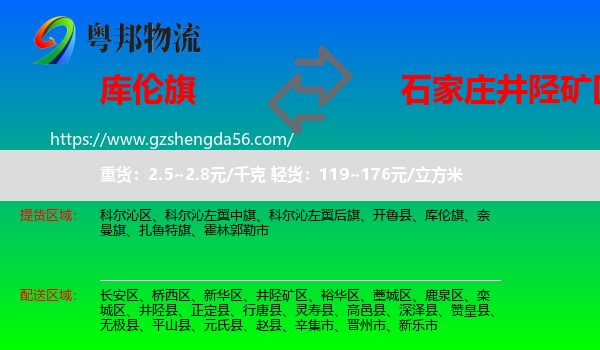 库伦旗到井陉矿区物流专线