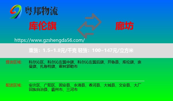 库伦旗到廊坊物流专线