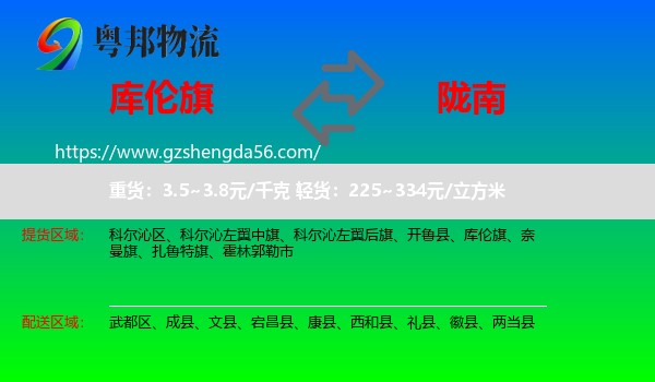 库伦旗到陇南物流专线