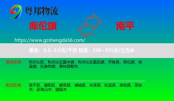 库伦旗到南平物流专线
