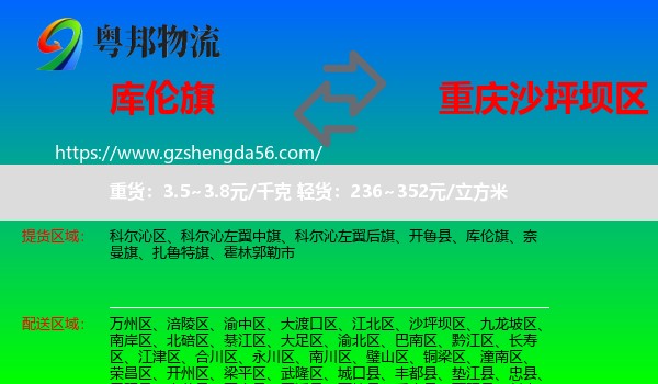 库伦旗到沙坪坝区物流专线
