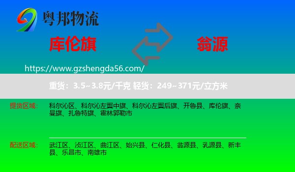 库伦旗到翁源县物流专线