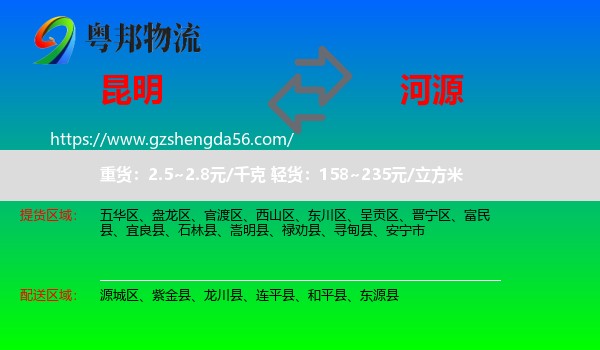 昆明到河源物流专线
