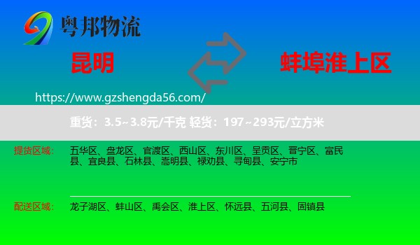昆明到淮上区物流专线