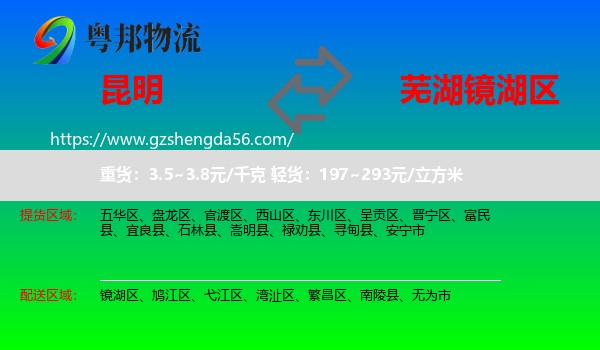 昆明到镜湖区物流专线