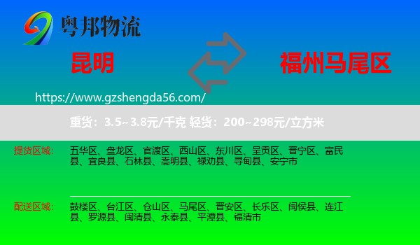 昆明到马尾区物流专线