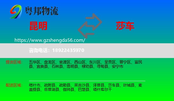 昆明到莎车县物流专线