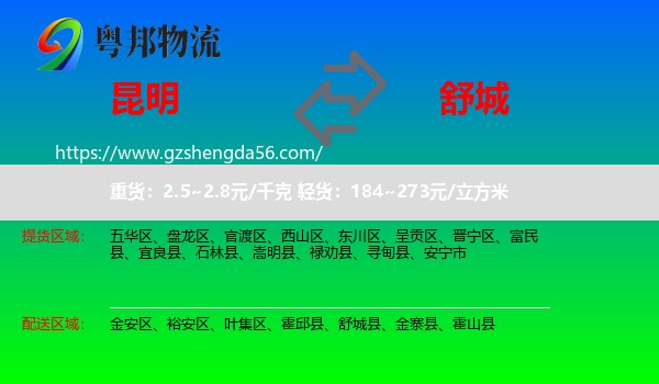 昆明到舒城县物流专线
