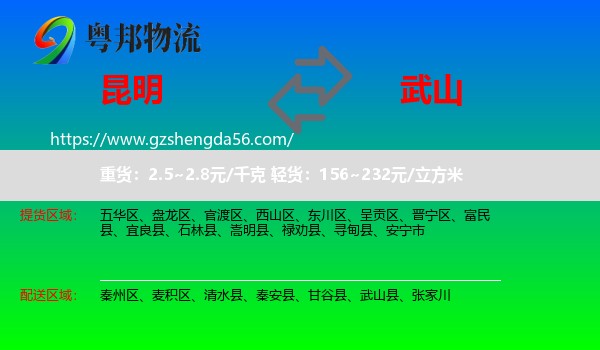 昆明到武山县物流专线