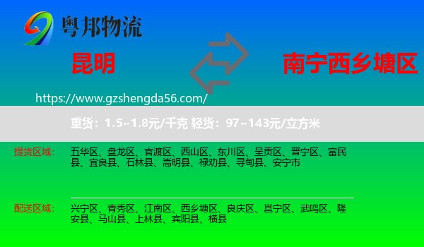 昆明到西乡塘区物流专线