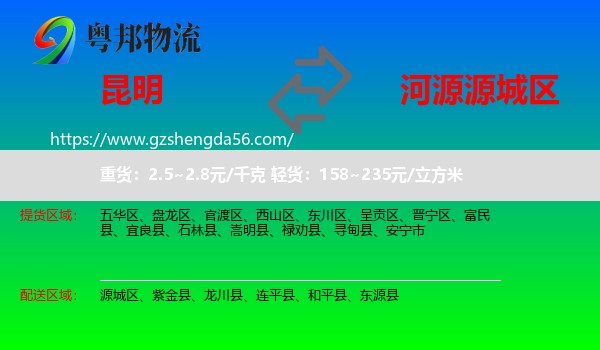 昆明到源城区物流专线