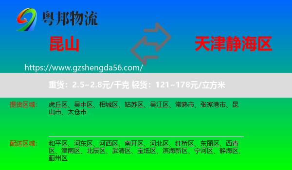 昆山市到静海区物流专线