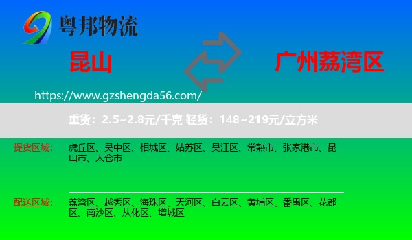 昆山市到荔湾区物流专线