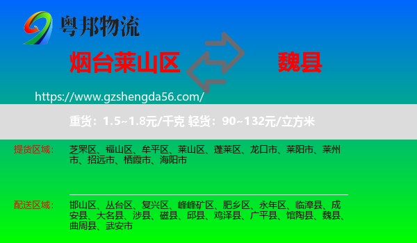莱山区到魏县物流专线