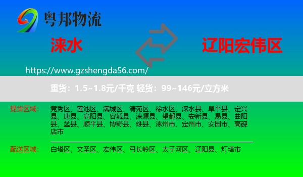 涞水县到宏伟区物流专线