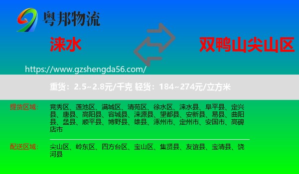 涞水县到尖山区物流专线
